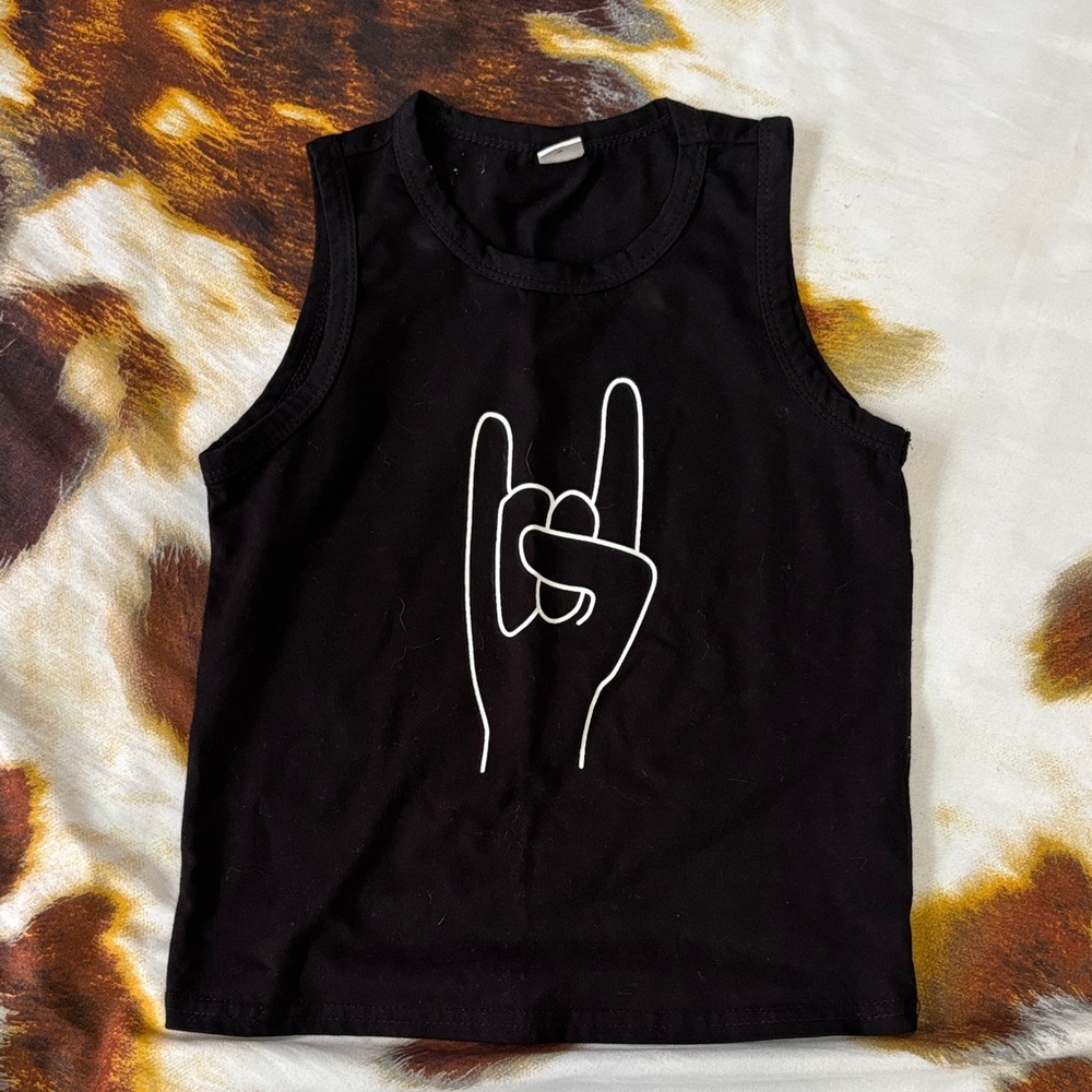 SHEIN Black Kids' Tank Top with White Brand Tag